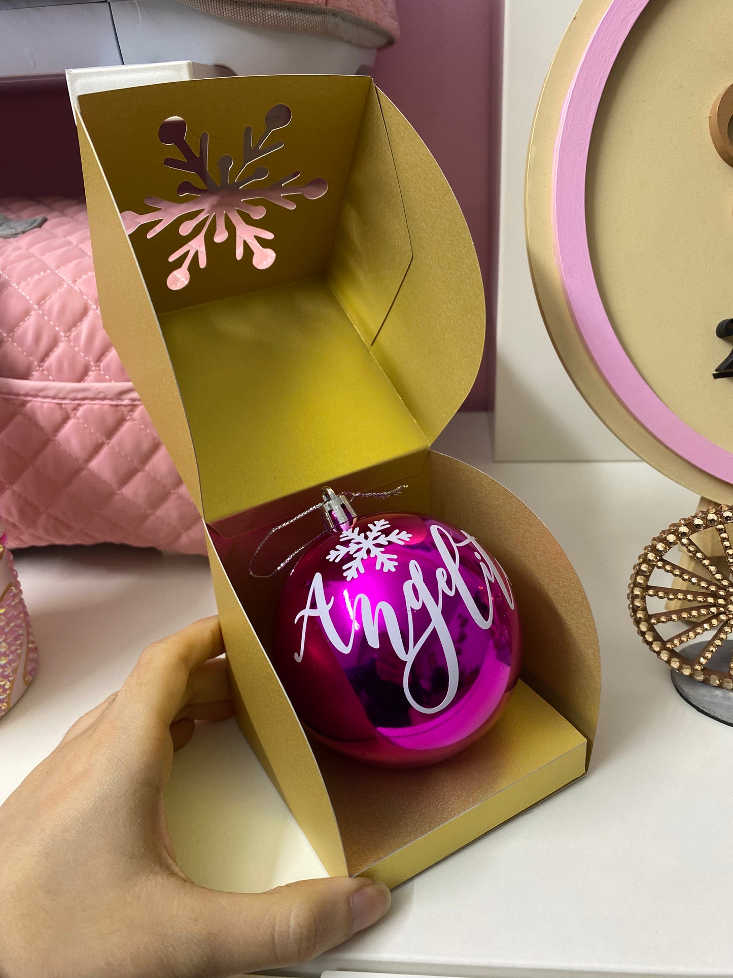 Box for Christmas balls or baubles Snowflake