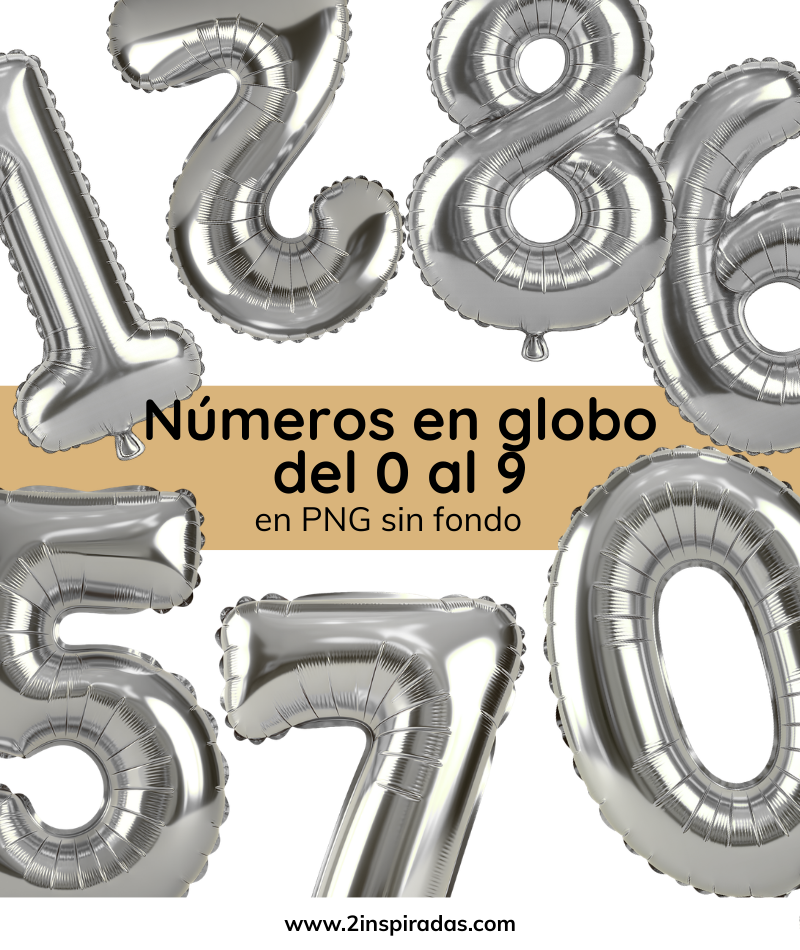 Numeros globo en PNG y topper
