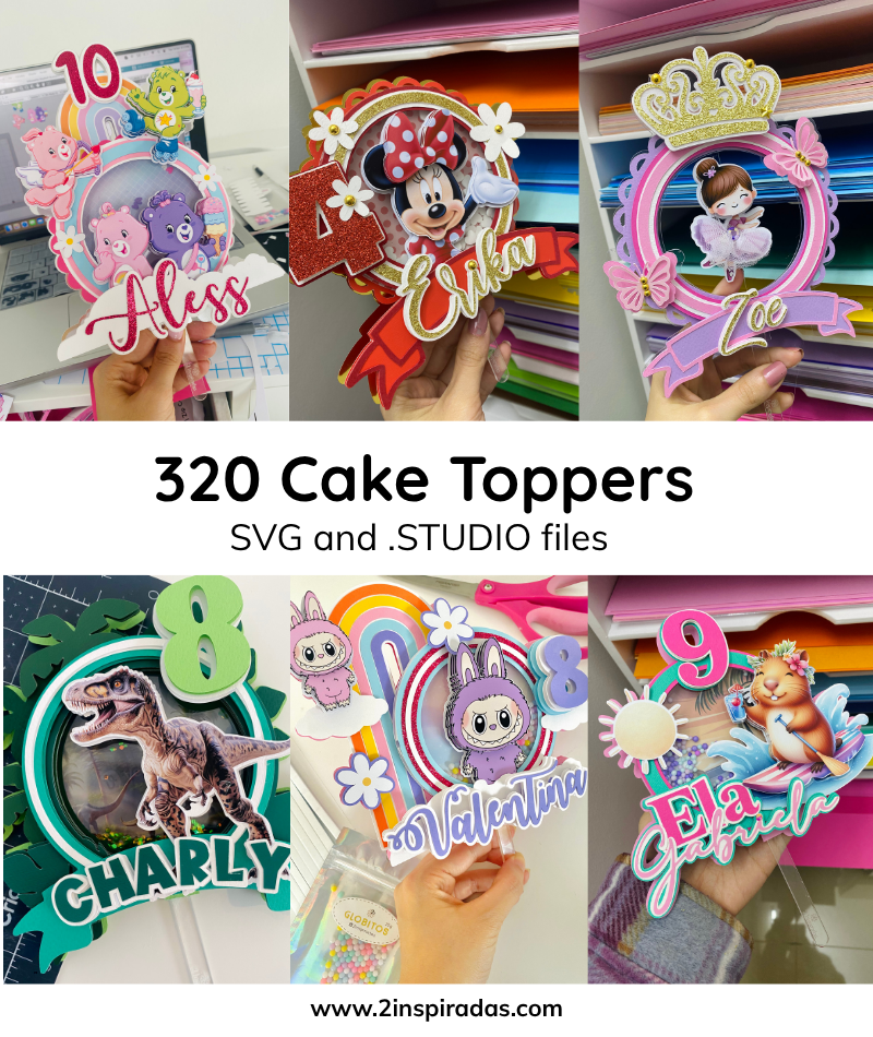 Paquete +250 Diseños de Cake toppers (INCLUYE ACTUALIZACIONES HASTA 320 modelos)