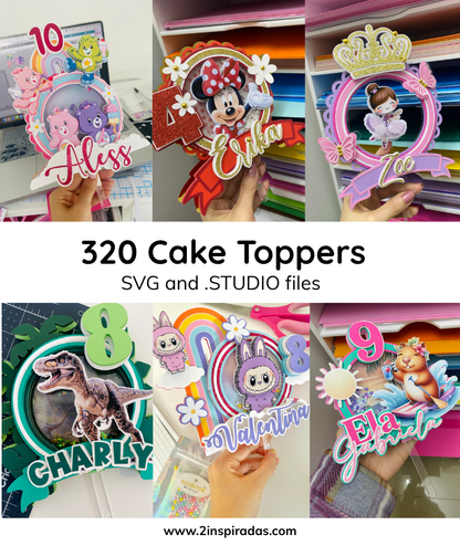Paquete +250 Diseños de Cake toppers (INCLUYE ACTUALIZACIONES HASTA 320 modelos)
