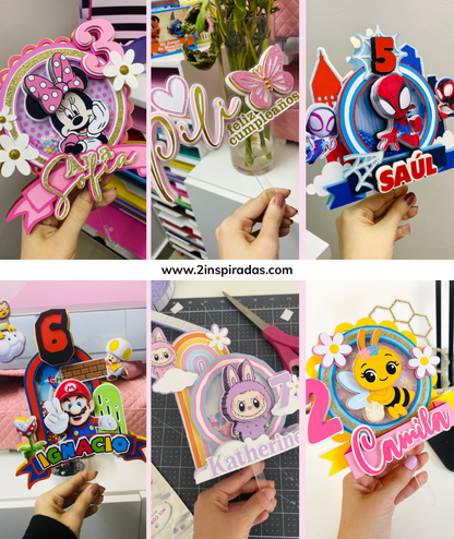 Paquete +250 Diseños de Cake toppers (INCLUYE ACTUALIZACIONES HASTA 320 modelos)