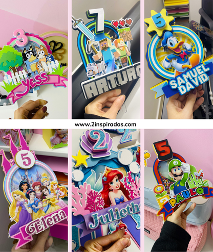 Paquete +250 Diseños de Cake toppers (INCLUYE ACTUALIZACIONES HASTA 320 modelos)