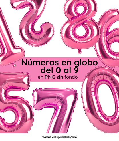 Numeros globo en PNG y topper