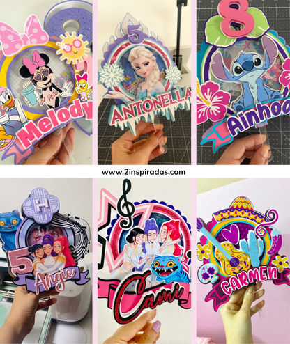 Paquete +250 Diseños de Cake toppers (INCLUYE ACTUALIZACIONES HASTA 320 modelos)