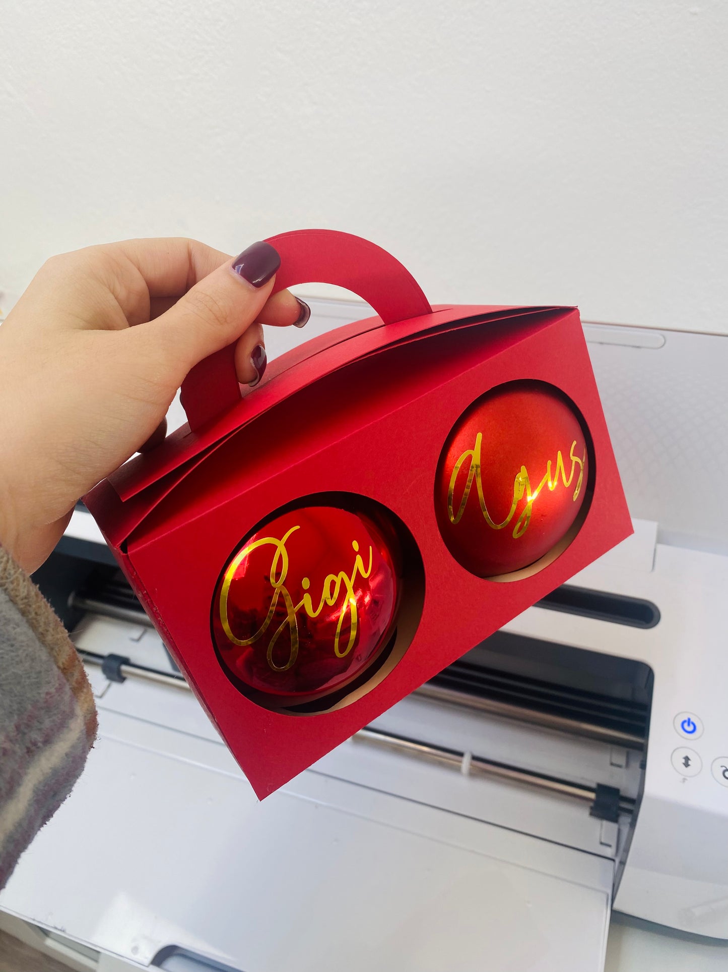 Caja para dos esferas o bambalinas