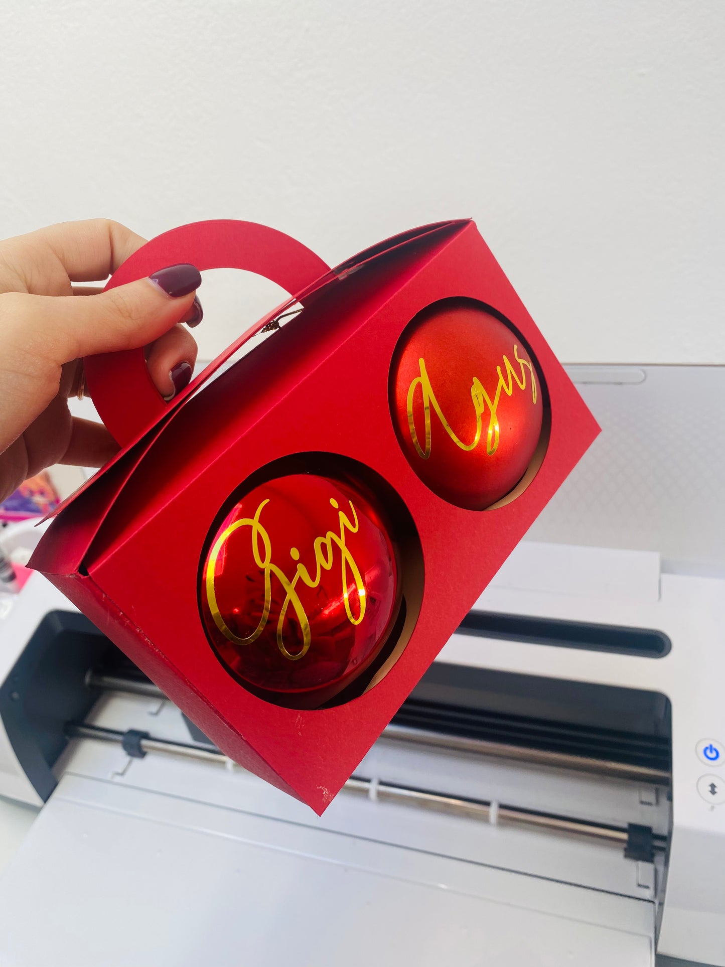 Caja para dos esferas o bambalinas