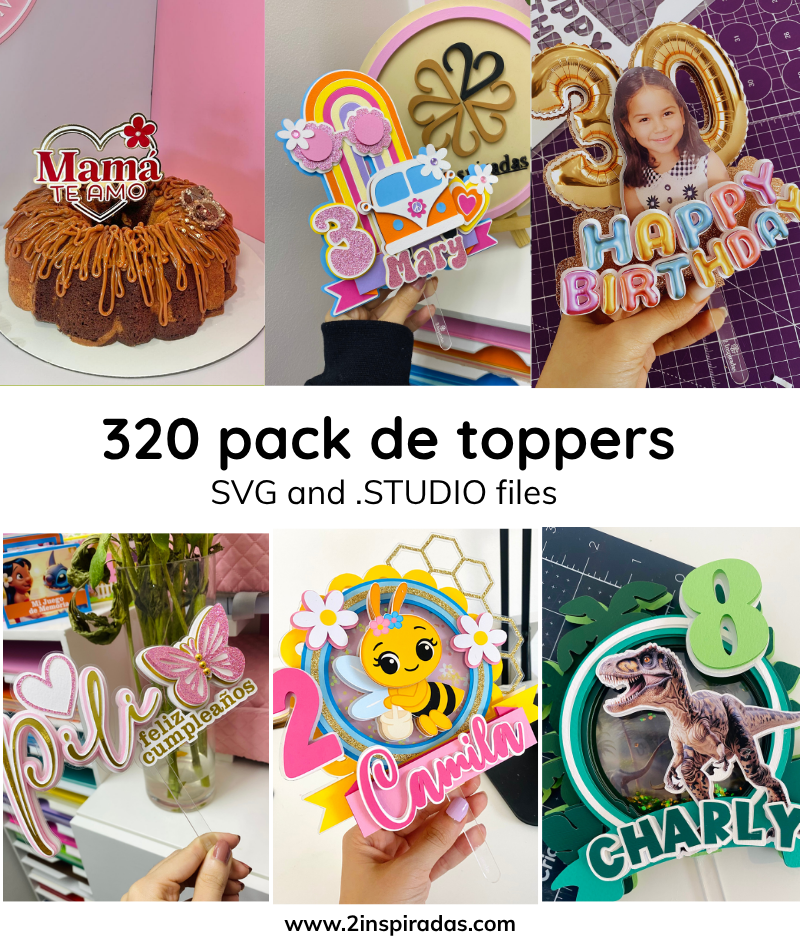 Paquete +250 Diseños de Cake toppers (INCLUYE ACTUALIZACIONES HASTA 320 modelos)