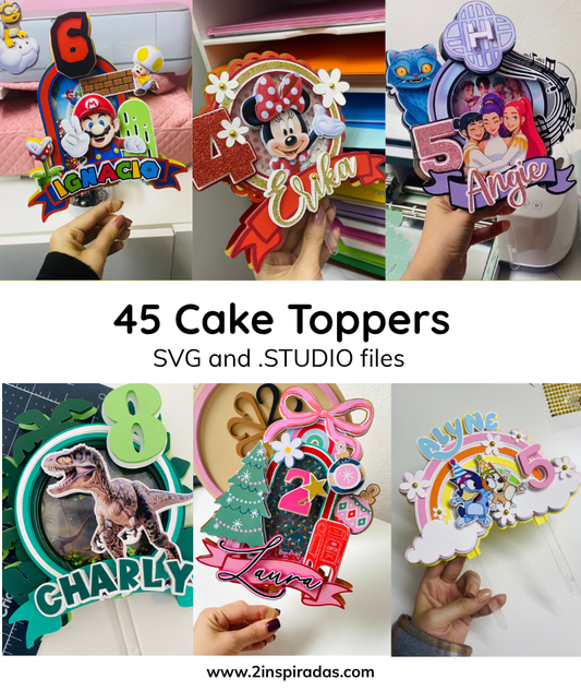 Paquete 45 Diseños de Cake toppers (Los más vendidos)