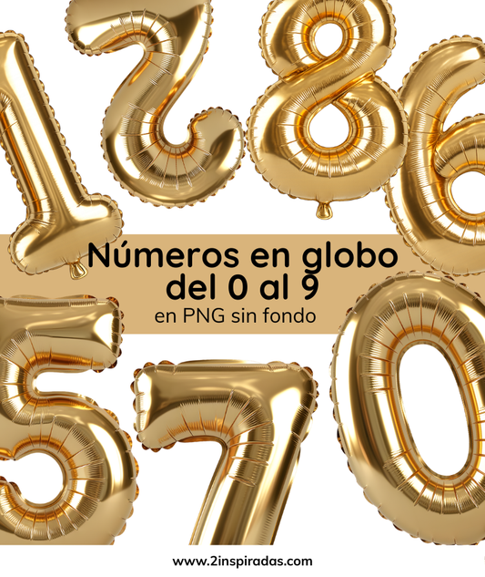 Numeros globo en PNG y topper