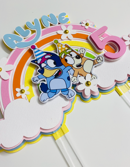 Topper de Bluey Arcoiris